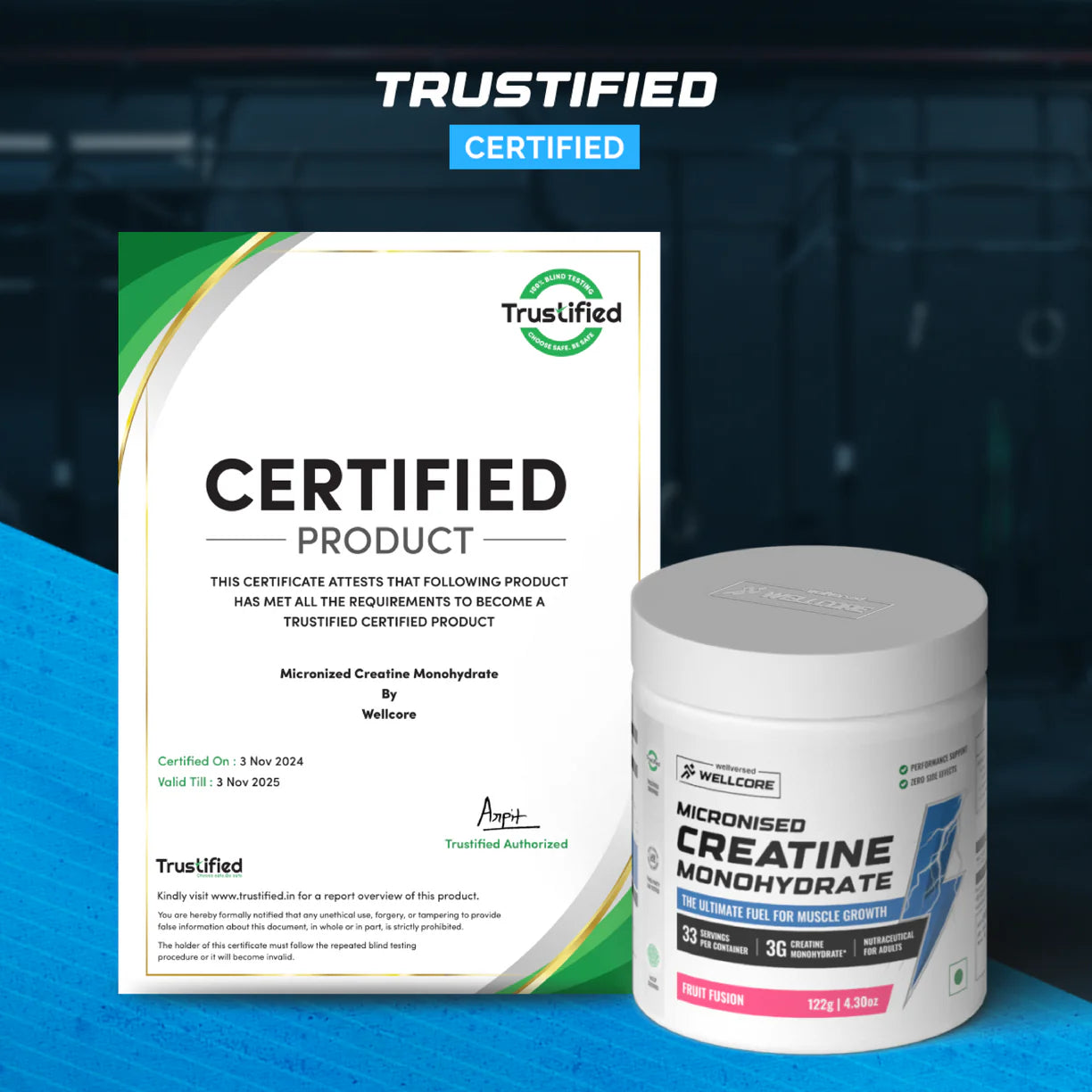 Wellcore – Pure Micronised Creatine Monohydrate (122g, 33 Servings)