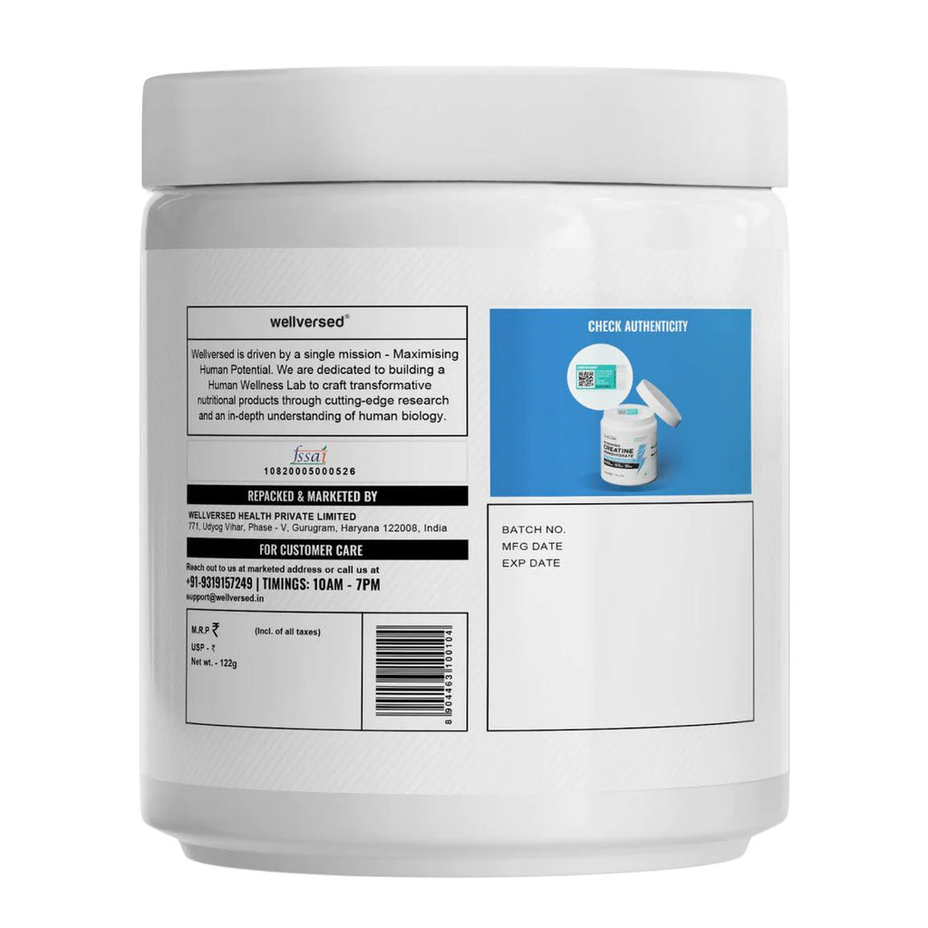 Wellcore – Pure Micronised Creatine Monohydrate (122g, 33 Servings)
