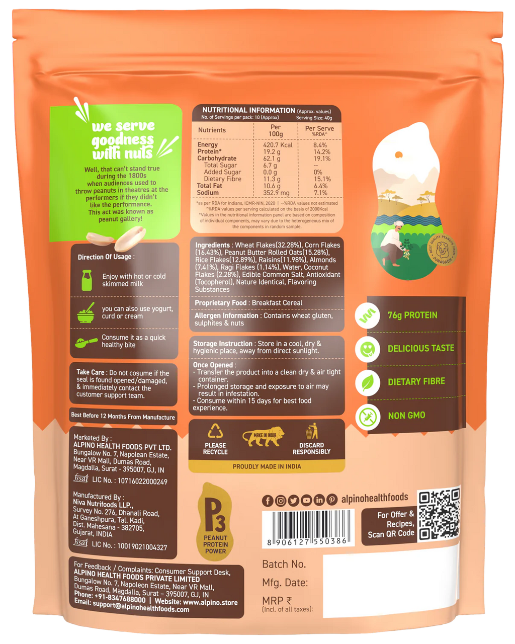 Alpino Zero Added Sugar Super Muesli 400gm