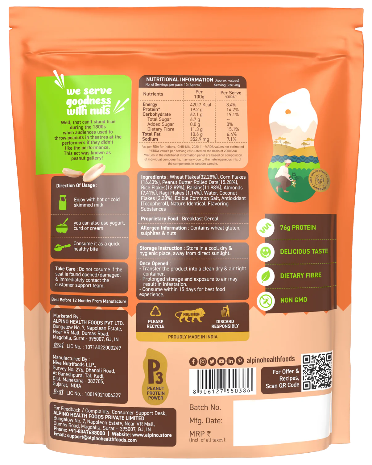 Alpino Zero Added Sugar Super Muesli 400gm