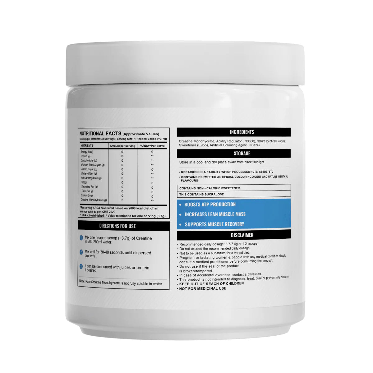 Wellcore – Pure Micronised Creatine Monohydrate (122g, 33 Servings)