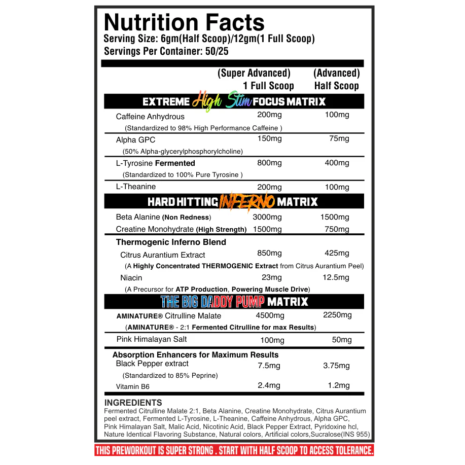 THE BIG DADDY INFERNO PREWORKOUT 50 SERVINGS